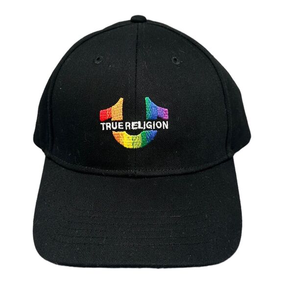 True Religion Horseshoe Logo Black Rainbow Adjustable Trucker Hat NWT‎ - Picture 1 of 6